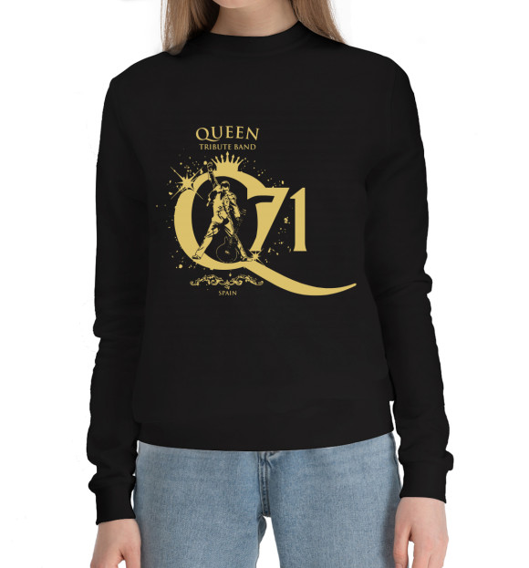 Женский хлопковый свитшот с изображением Queen цвета Черный