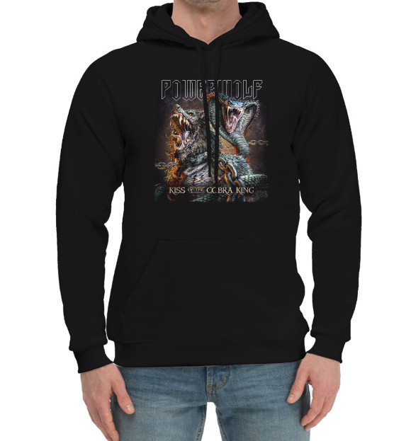 Мужской хлопковый худи с изображением Powerwolf цвета Черный
