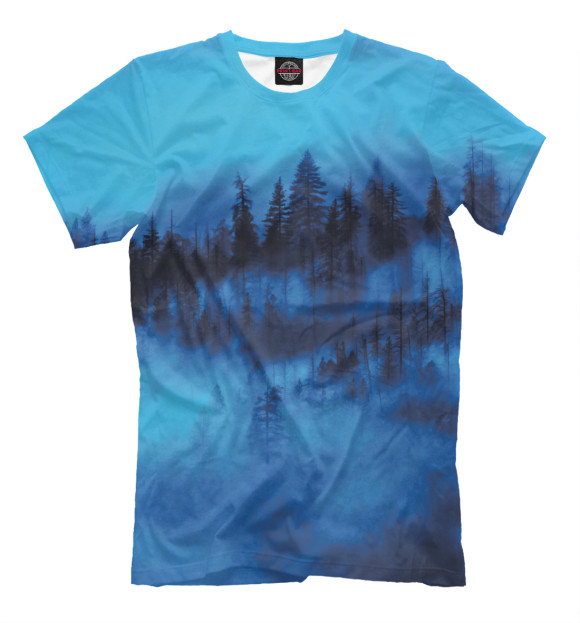 Мужская футболка с изображением Синий туман цвета Белый