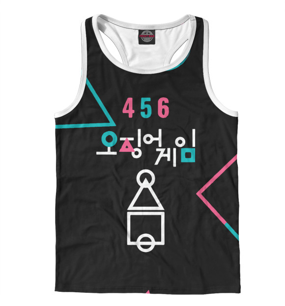 Мужская майка-борцовка с изображением Игра в кальмара цвета Белый