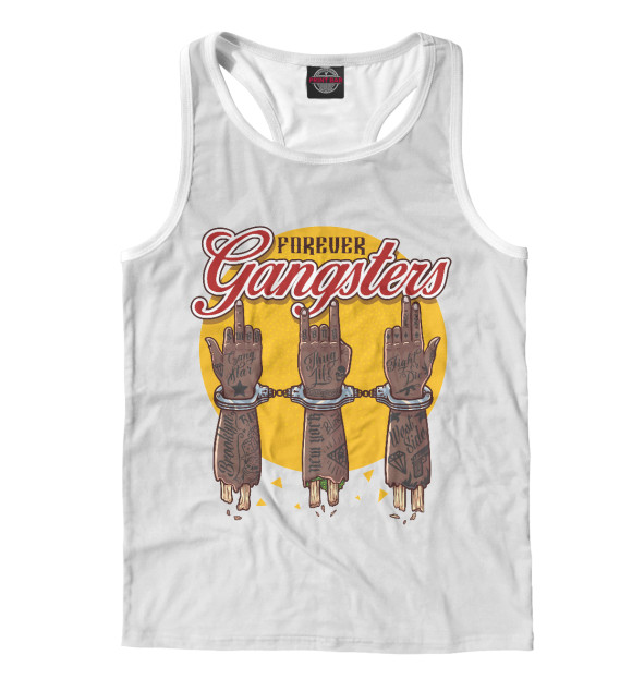 Мужская майка-борцовка с изображением Gangsters цвета Белый