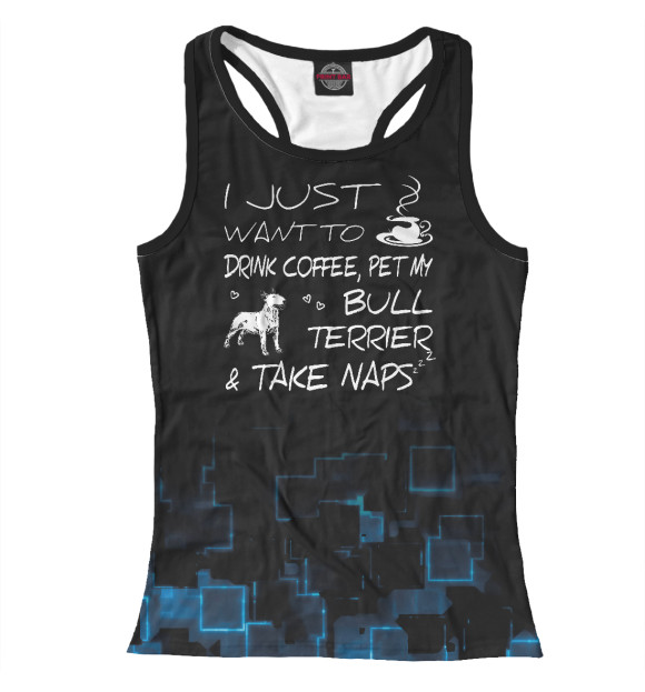 Женская майка-борцовка с изображением Drink Coffee And Pet Bull цвета Белый