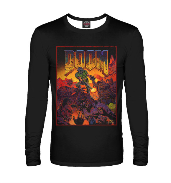 Мужской лонгслив с изображением DOOM Classic цвета Белый