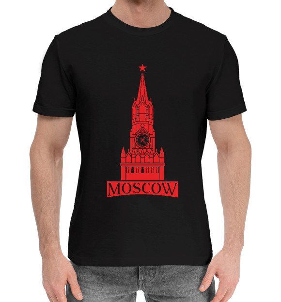 Мужская хлопковая футболка с изображением Moscow цвета Черный