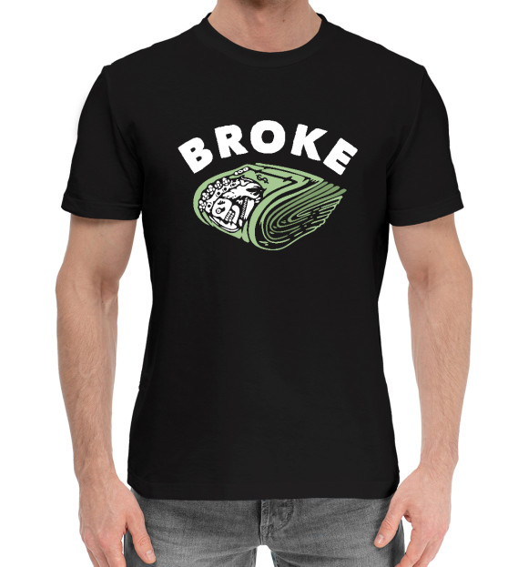 Мужская хлопковая футболка с изображением Broke цвета Черный