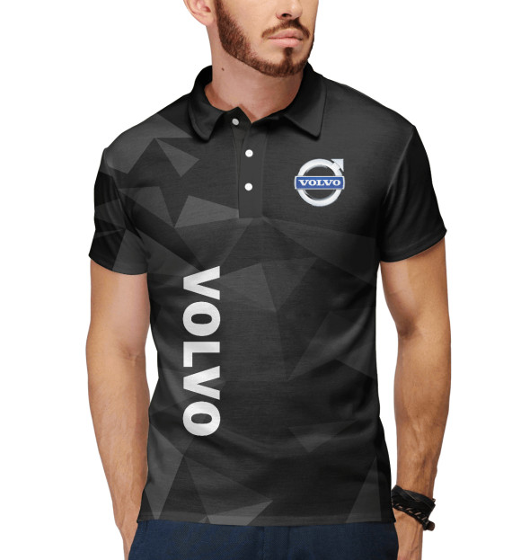Мужское поло с изображением VOLVO, ВОЛЬВО цвета Белый