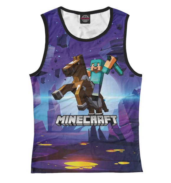 Майка для девочки с изображением МАЙНКРАФТ НА КОНЕ MINECRAFT цвета Белый