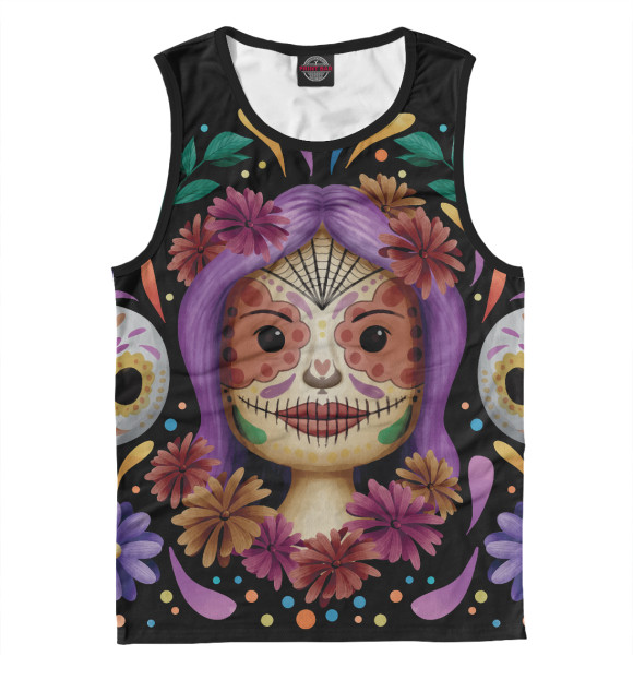 Майка для мальчика с изображением День мертвых (узоры) цвета Белый