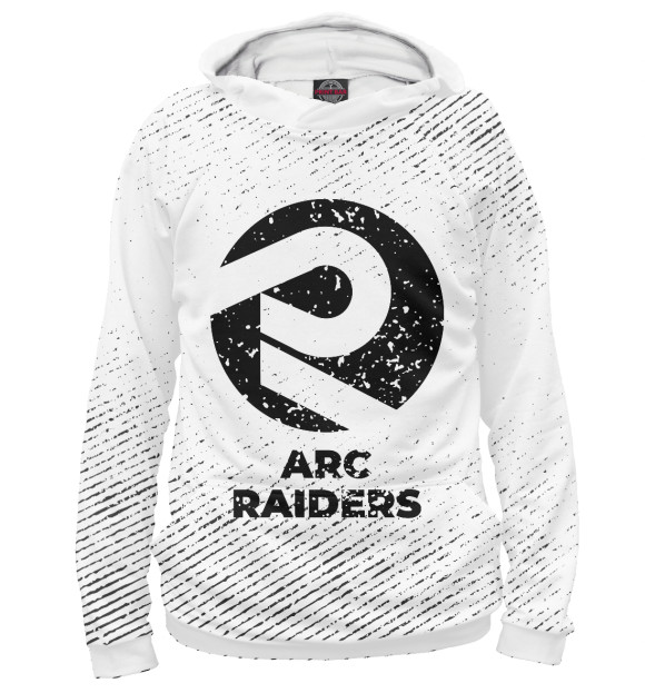 Женское худи с изображением ARC Raiders гранж светлый цвета Белый