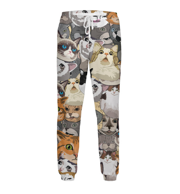 Мужские спортивные штаны с изображением Коты Мемы цвета Белый