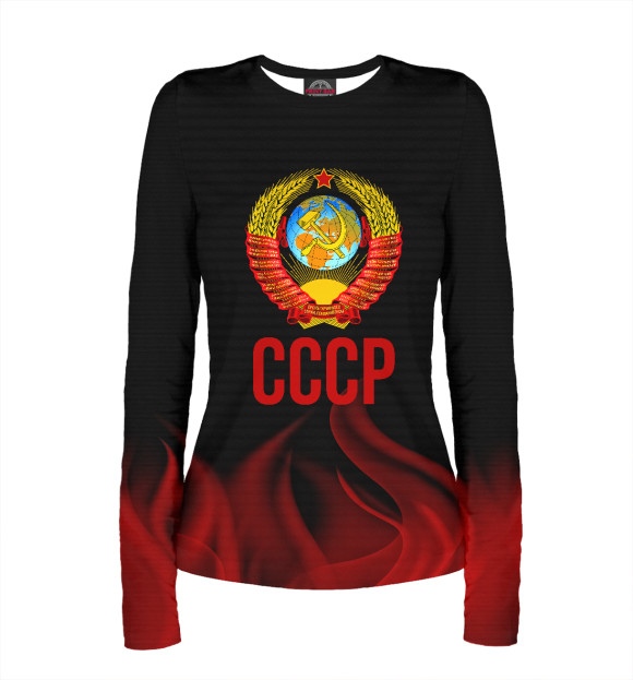 Женский лонгслив с изображением СССР цвета Белый