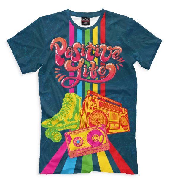 Мужская футболка с изображением Positive Like цвета Белый