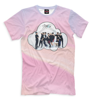 Мужская футболка Stray Kids розовый фон