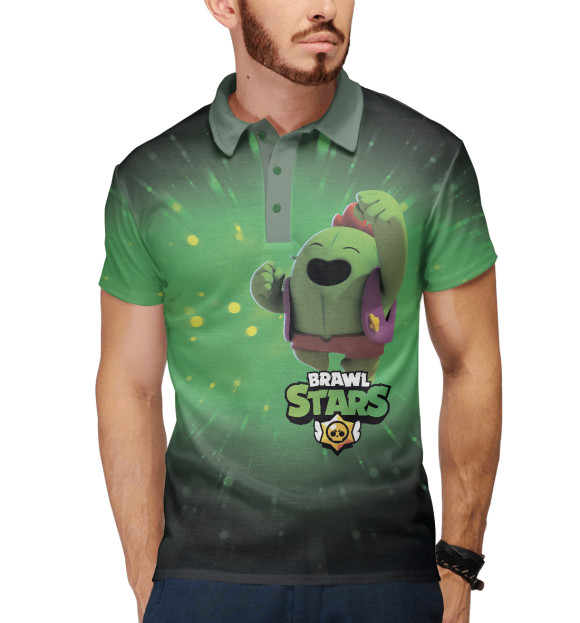 Мужское поло с изображением Brawn Stars Spike цвета Белый