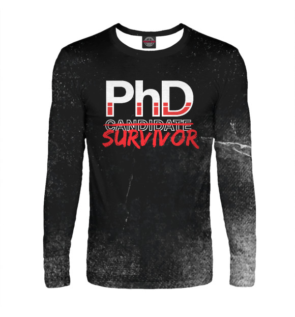 Мужской лонгслив с изображением PhD Candidate Survivor цвета Белый