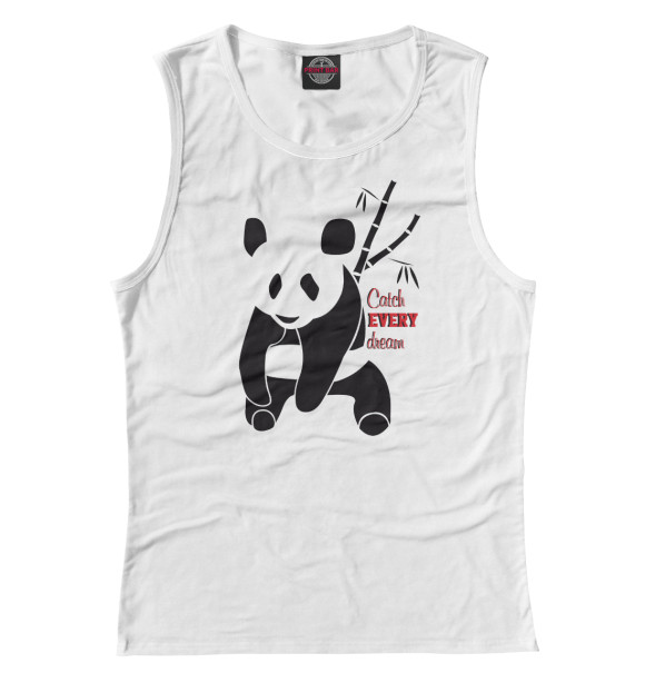 Майка для девочки с притом Панда и сон цвета Белый Майка для девочки с изображением Панда и сон цвета Белый