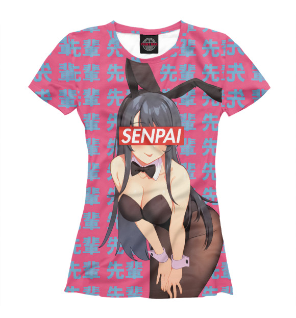 Женская футболка с изображением Senpai цвета Белый