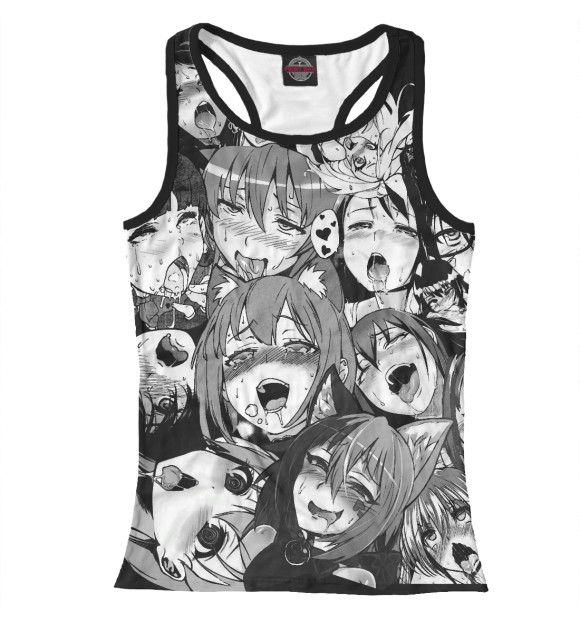 Женская майка-борцовка с изображением Ahegao | Ахэгао цвета Белый