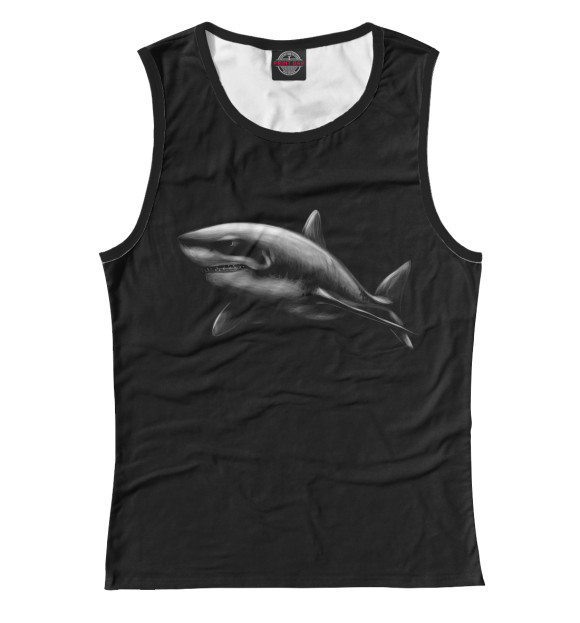 Женская майка с притом Акула цвета Белый Женская майка с изображением Акула цвета Белый