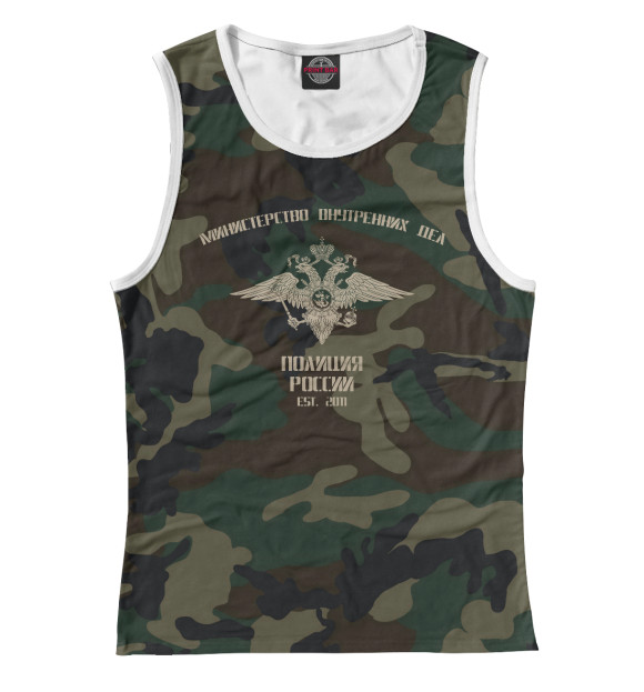 Майка для девочки с притом Полиция цвета Белый Майка для девочки с изображением Полиция цвета Белый