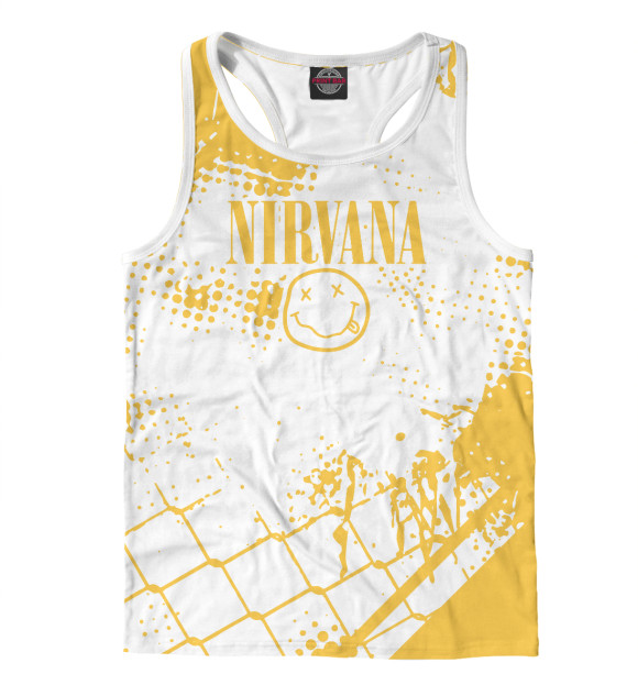 Мужская майка-борцовка с изображением Nirvana (yellow) цвета Белый