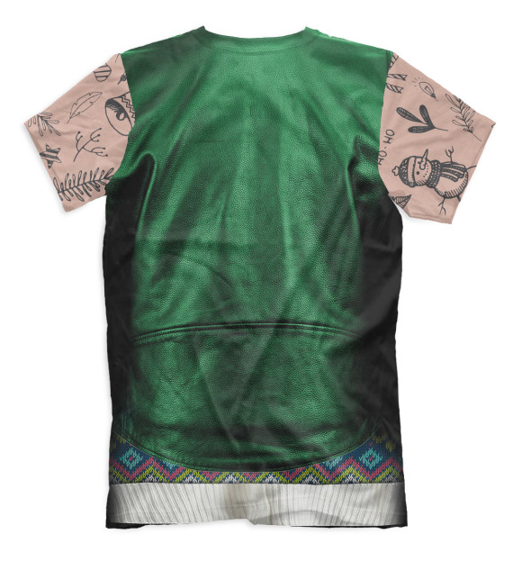 Мужская футболка с изображением Зеленая кожаная жилетка цвета Белый