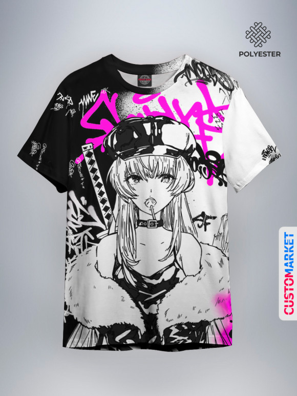 Мужская футболка с изображением Аниме Хаос цвета Белый