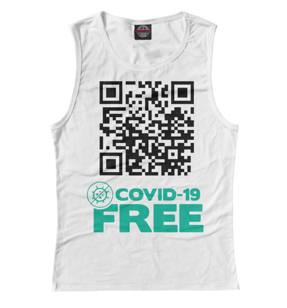 Женская майка с изображением COVID-19 FREE ZONE 1.1 цвета Белый