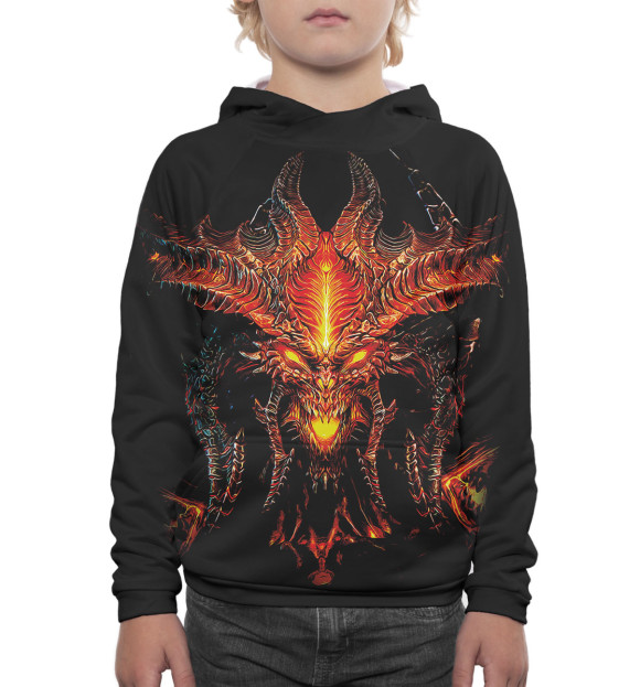Худи для мальчика с изображением Diablo II цвета Белый