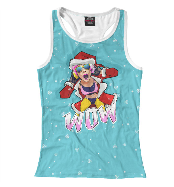 Женская майка-борцовка с изображением Снегурочка в тренде WOW цвета Белый