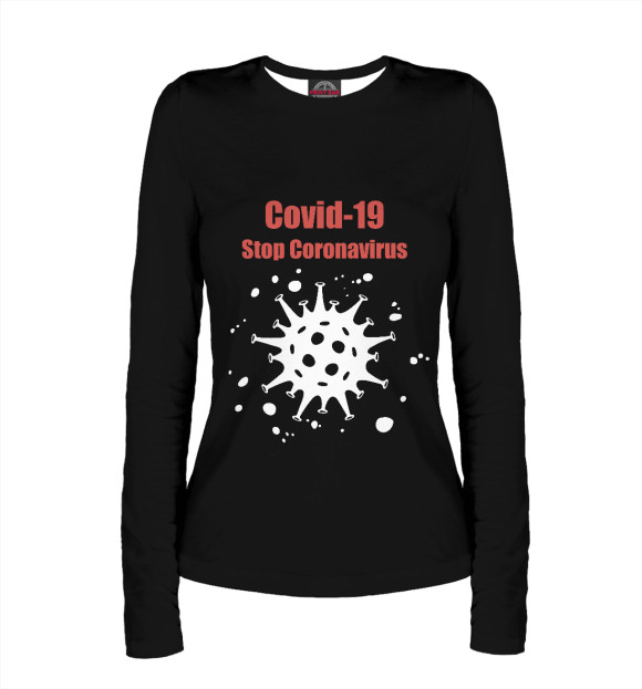 Женский лонгслив с изображением Covid-19 цвета Белый