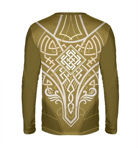 Мужской лонгслив с изображением Славянский символ белобог цвета Белый