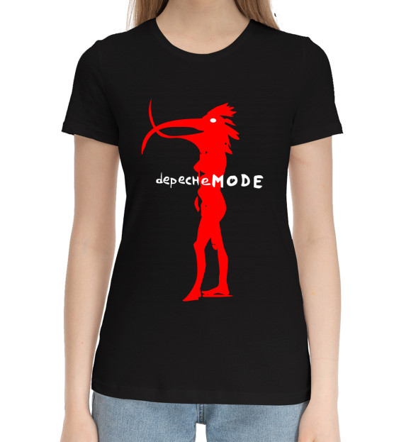 Женская хлопковая футболка с изображением Depeche Mode цвета Черный