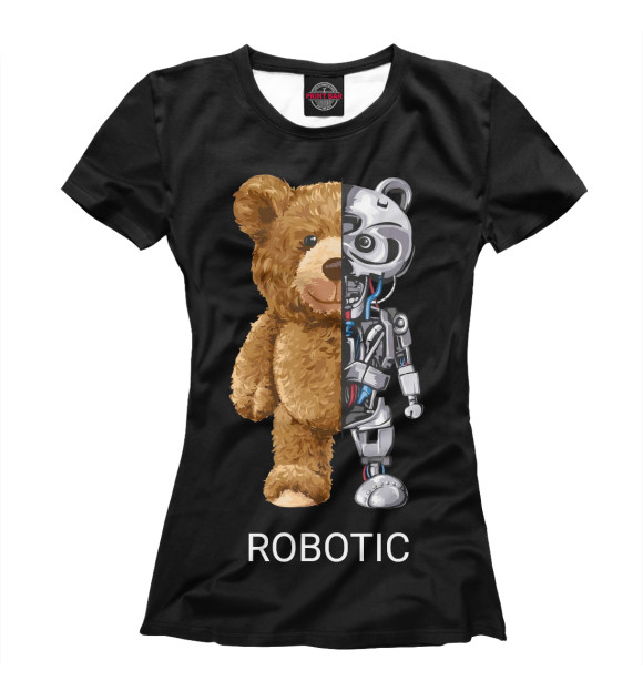 Женская футболка с изображением Robot Bear цвета Белый
