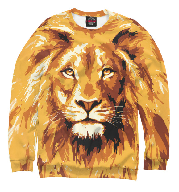 Женский свитшот с изображением Лев Орнамент цвета Белый