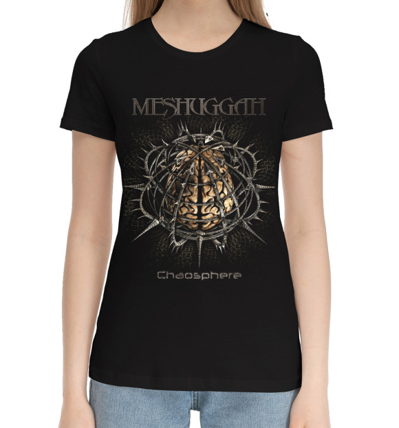 Женская хлопковая футболка с изображением Meshuggah цвета Черный