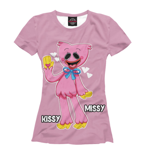 Футболка для девочек с изображением Poppy Playtime Кисси Мисси цвета Белый