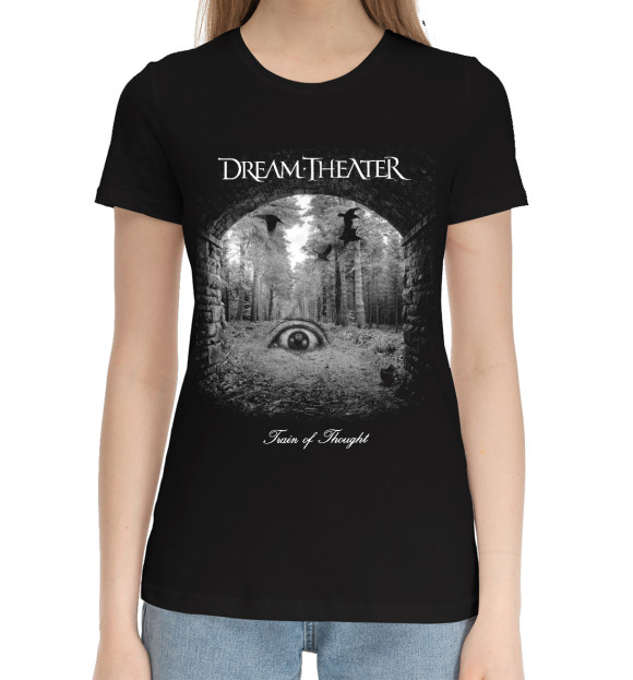 Женская хлопковая футболка с изображением Dreamtheater цвета Черный