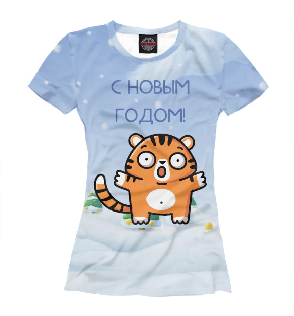 Футболка для девочек с изображением Удивленный тигренок цвета Белый
