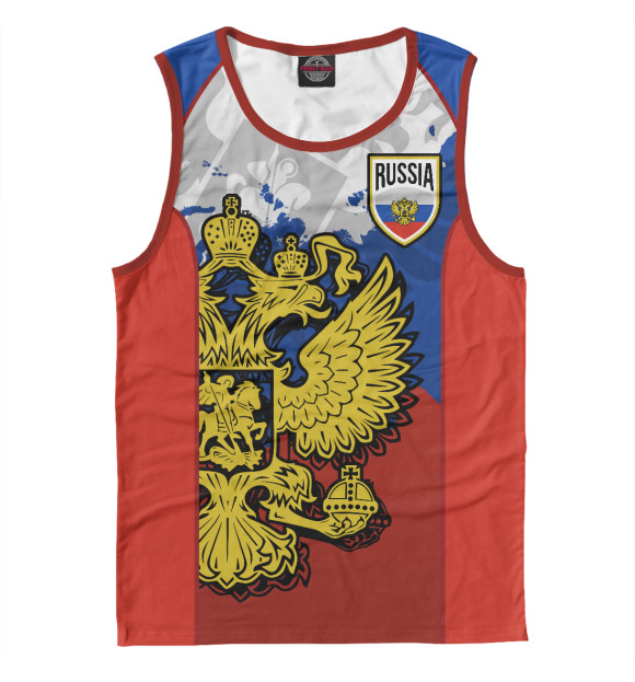 Мужская майка с изображением Герб России цвета Белый