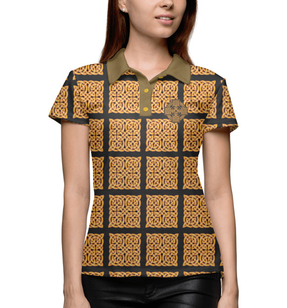 Женское поло с изображением Славянские символы цвета Белый