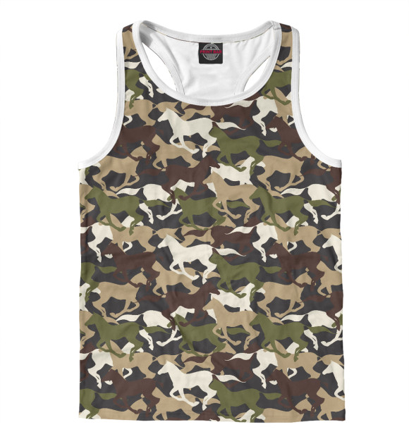 Мужская майка-борцовка с изображением Лошади цвета Белый