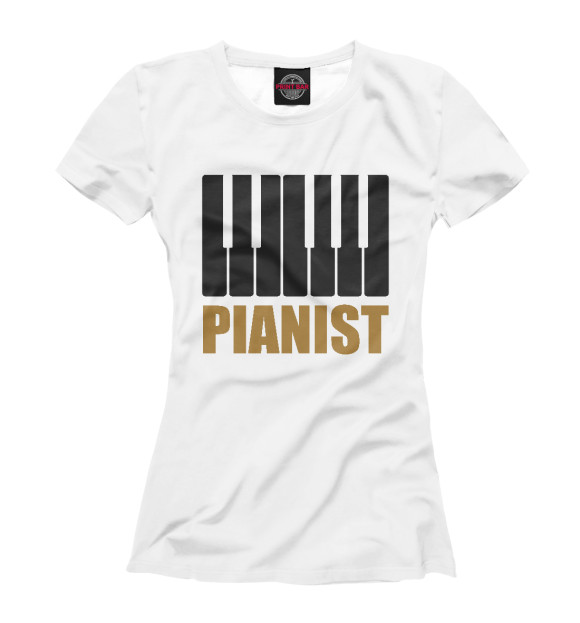 Женская футболка с изображением Pianist цвета Белый