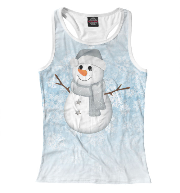 Женская майка-борцовка с изображением Снеговик цвета Белый
