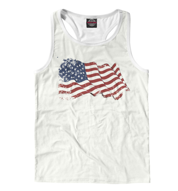 Мужская майка-борцовка с изображением Флаг США цвета Белый