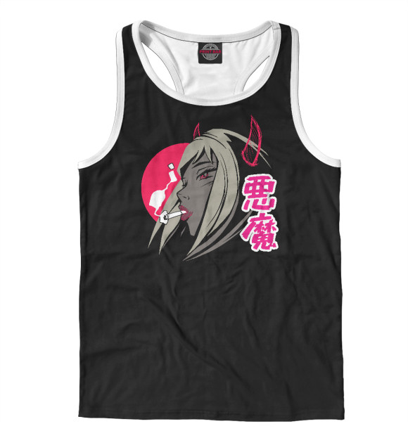 Мужская майка-борцовка с изображением Девочка Демон цвета Белый