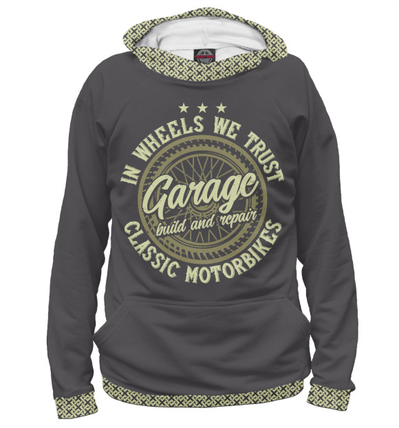 Мужское худи с изображением Garage цвета Белый