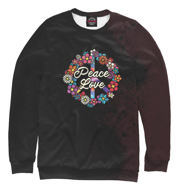 Свитшот для мальчиков с изображением Floral Peace Love цвета Белый
