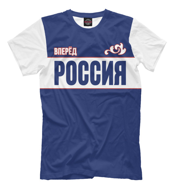 Мужская футболка с изображением Вперёд Россия цвета Серый