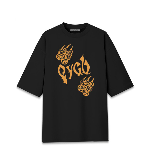 Женская футболка оверсайз с изображением Язычество Русь цвета Черный